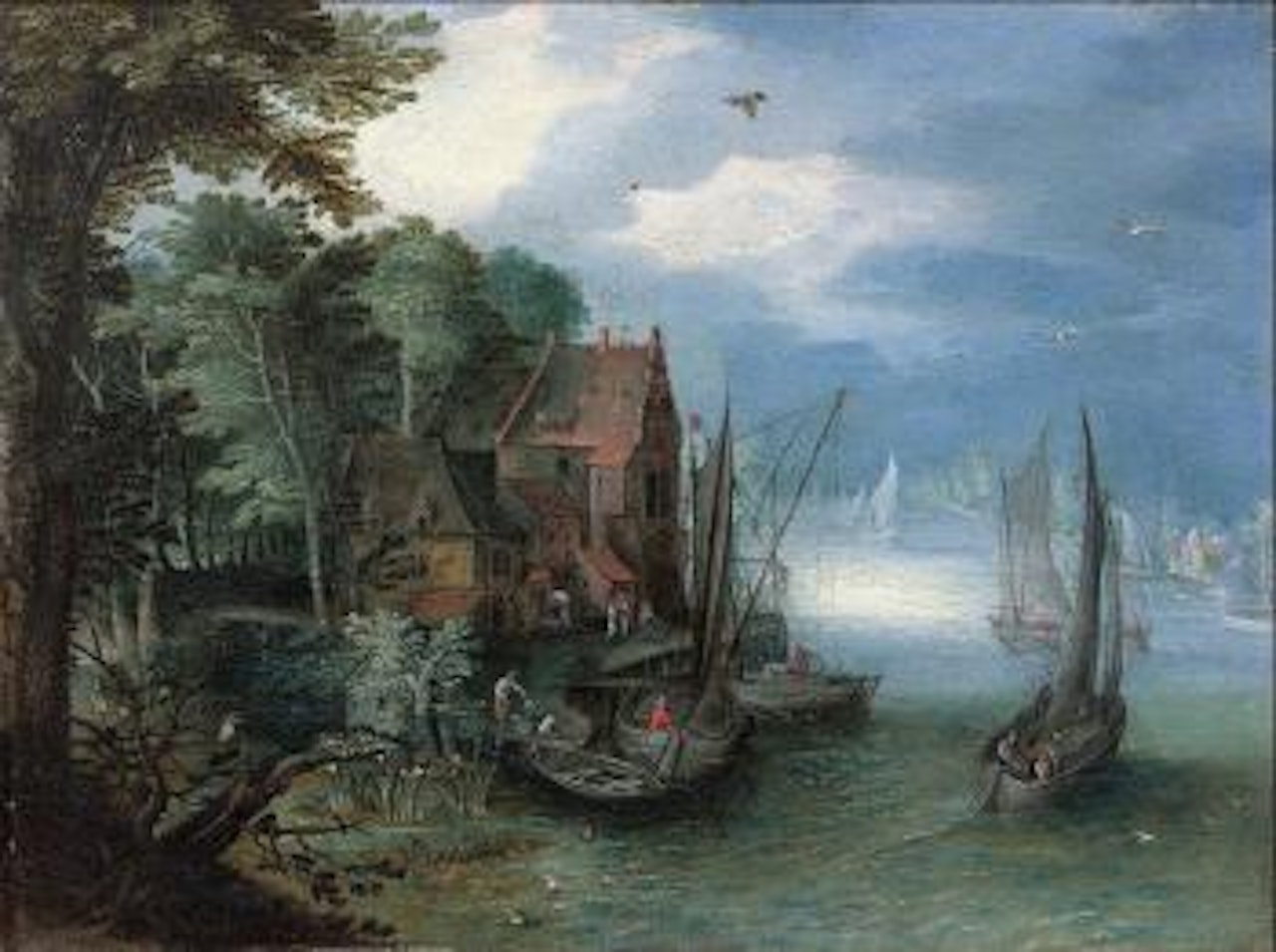 Paysage fluvial animé de personnages by Jan Brueghel the Younger