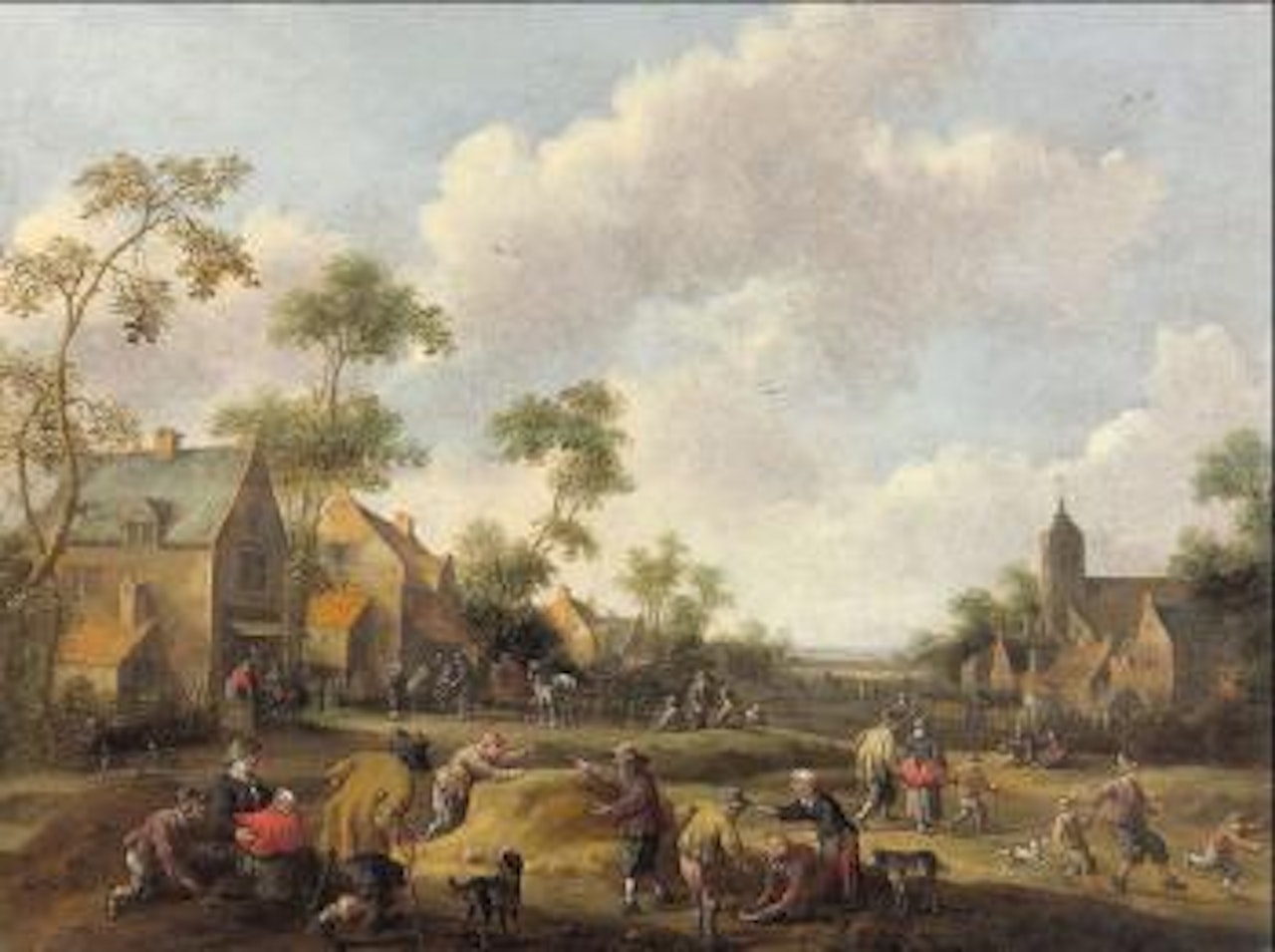 Scène villageoise animée de personnages by Joost Cornelisz Droochsloot