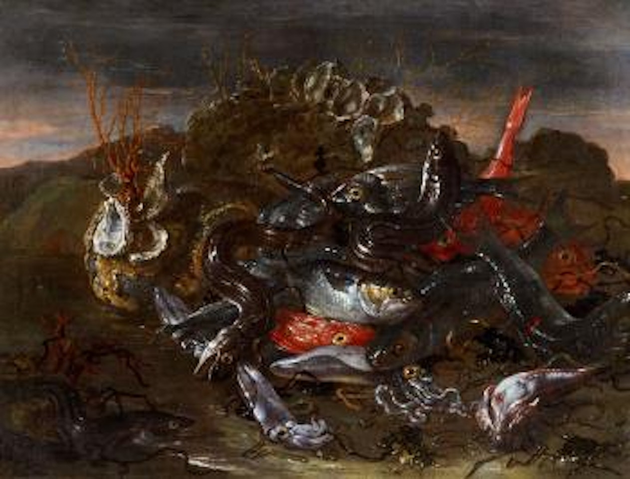 Still life with sea creatures by Giuseppe Recco