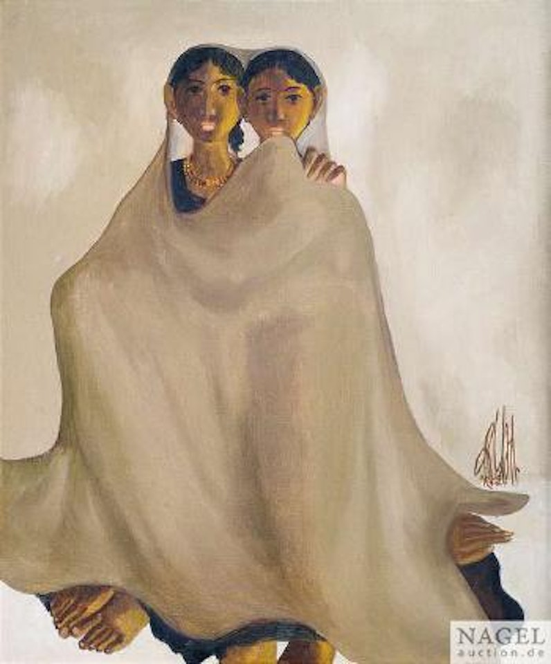 Zwei Mädchen im Monsun by B Prabha