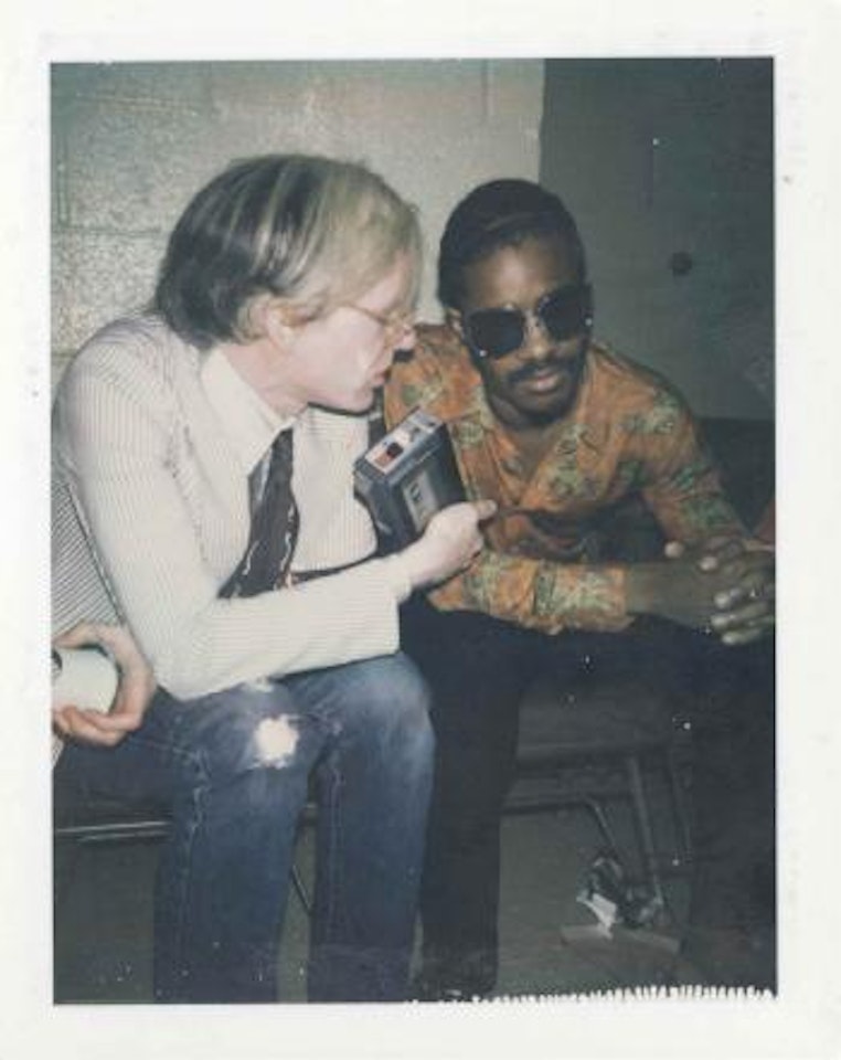 Andy Warhol and Stevie Wonder backstage at Rolling Stones concert, Madison Square Garden by Andy Warhol