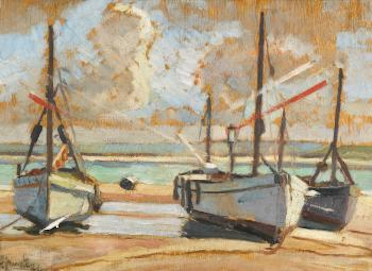 Beached boats by George Leslie Hunter