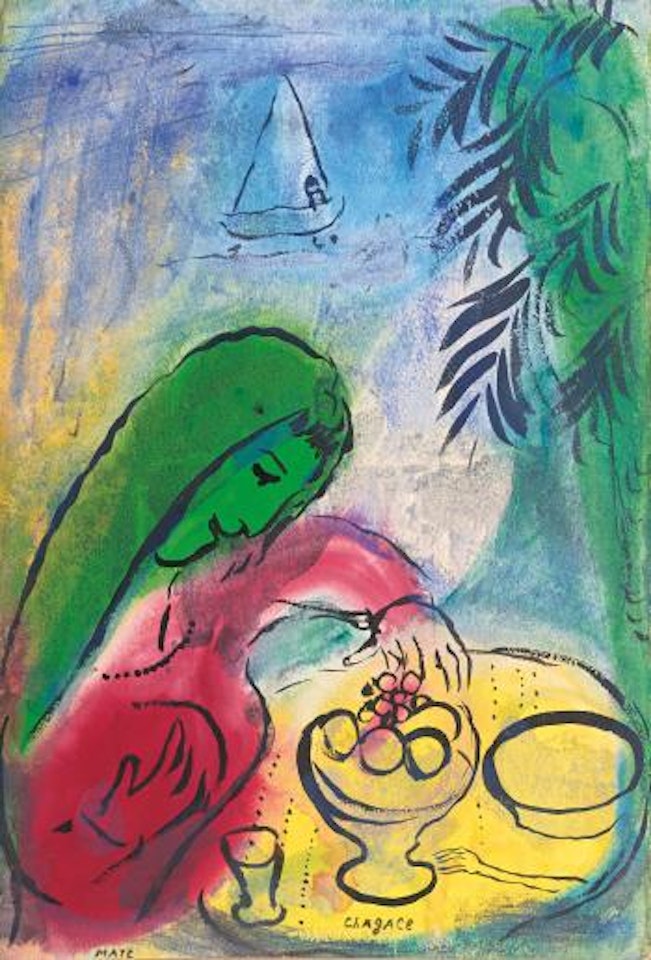 Femme avec coupe de fruits by Marc Chagall