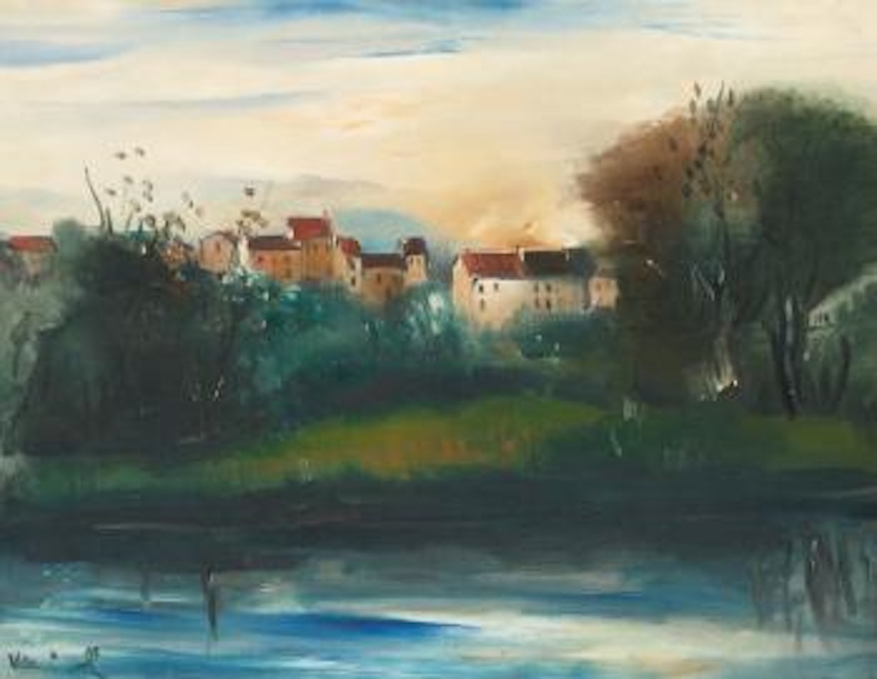 Vue D'un village au bord de L'eau by Maurice de Vlaminck