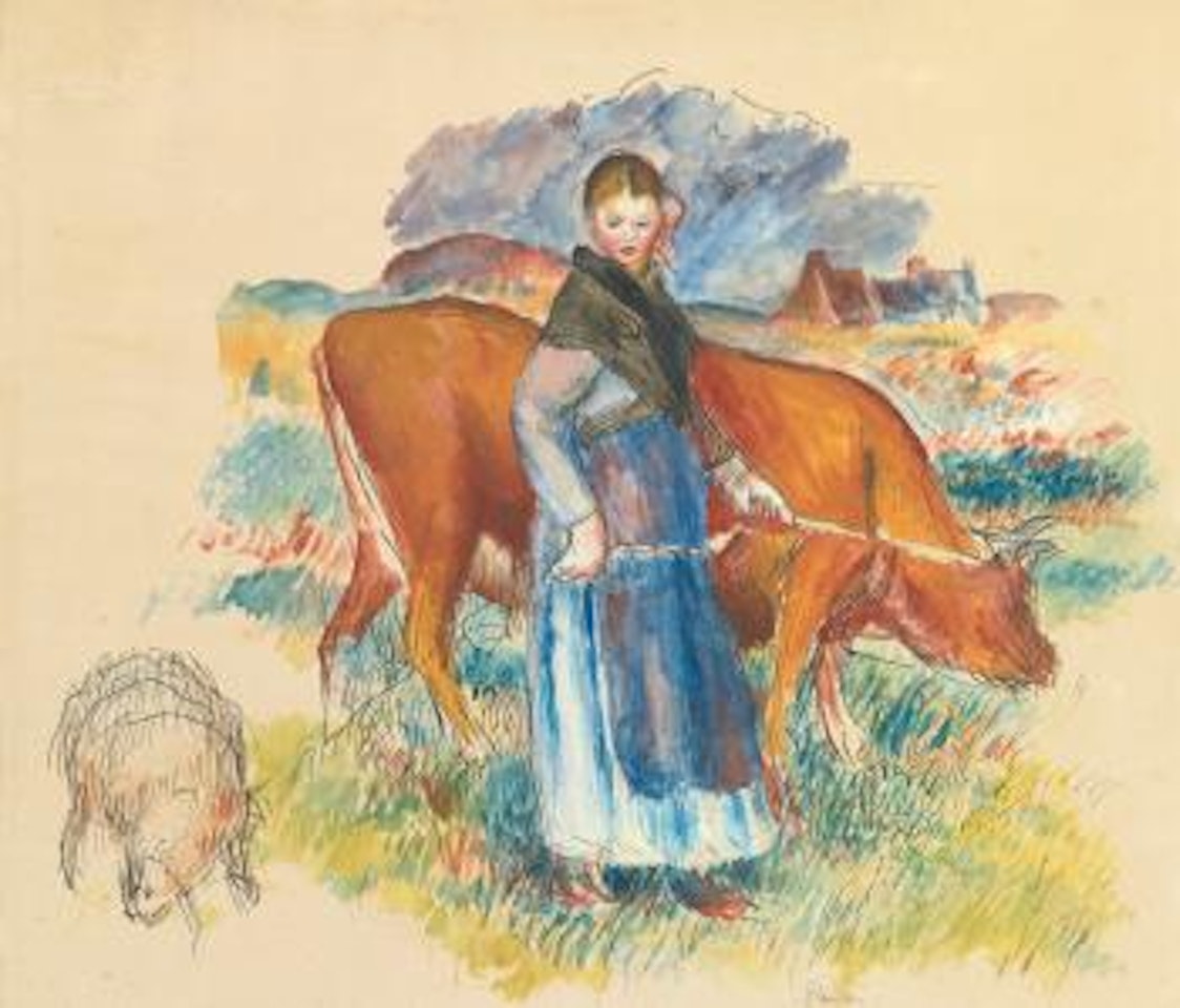 Étude Pour La Bergère, La Vache, La Brebis by Pierre-Auguste Renoir