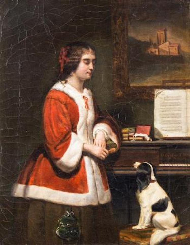 Girl and Dog at Piano Forte by François Gérard