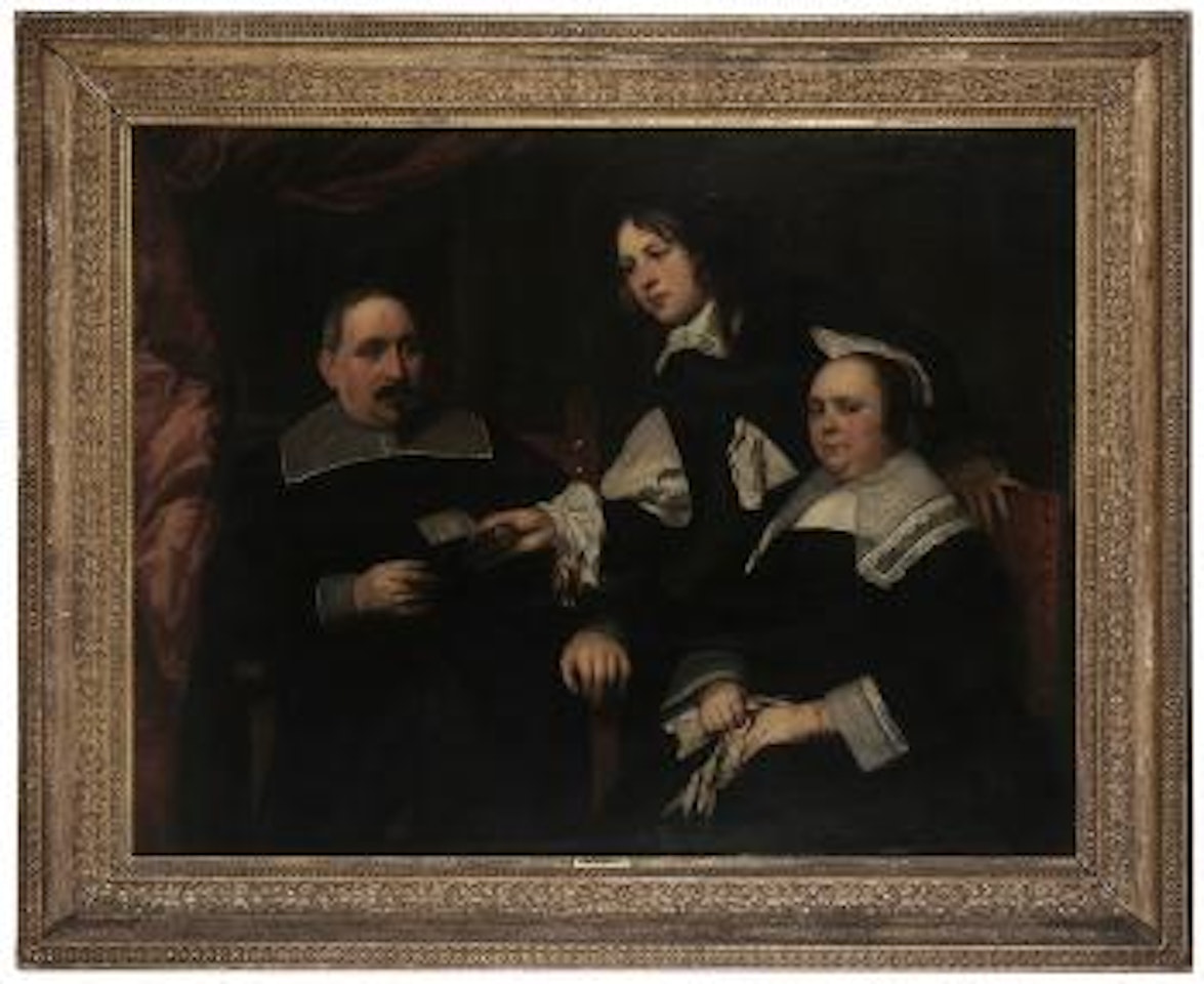 Portrait of a family, seated in an interior by Flemish School