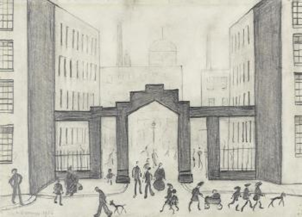 Factory gate by Laurence Stephen Lowry