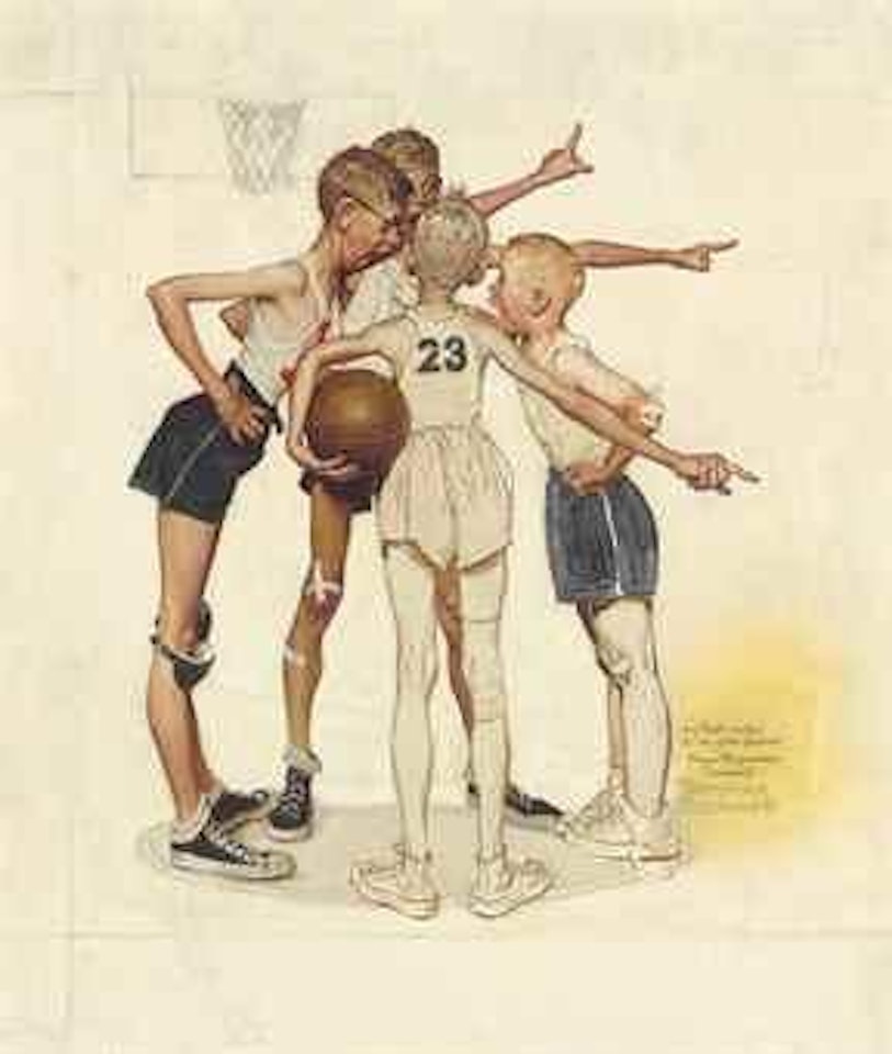 Study for 'Four Sporting Boys: Basketball' by Norman Rockwell
