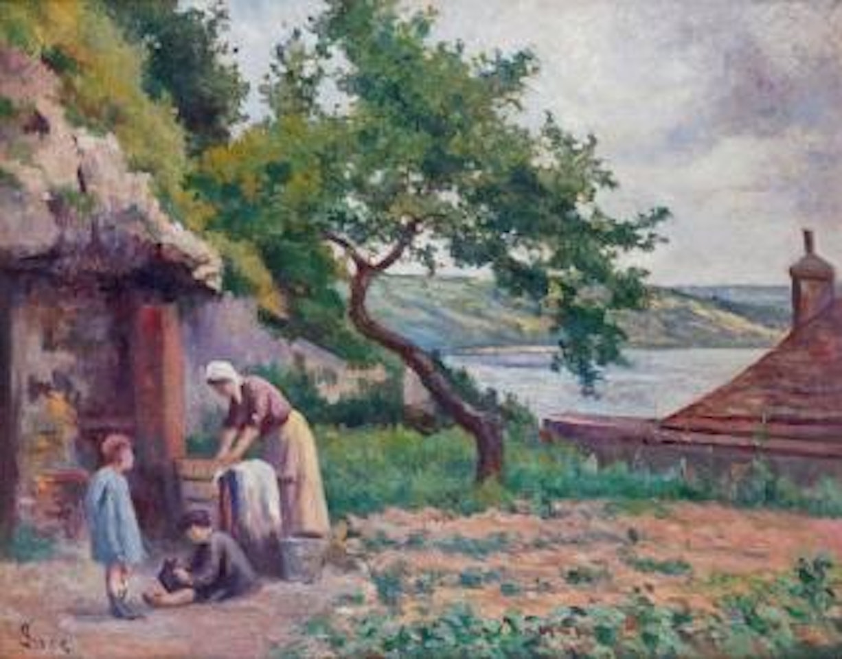 Rolleboise, la lessive dans le jardin by Maximilien Luce