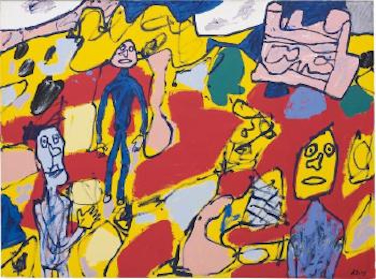 Paysage au château (avec 3 personnages) by Jean Dubuffet