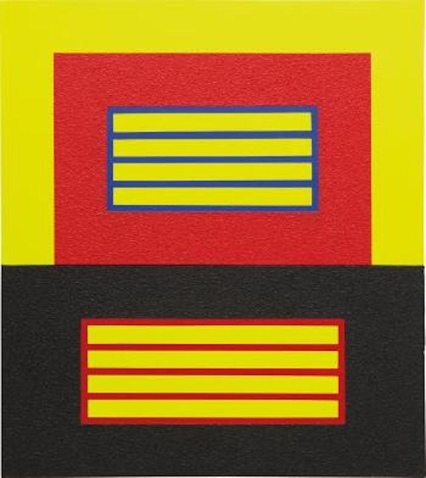 Red prison above black prison by Peter Halley
