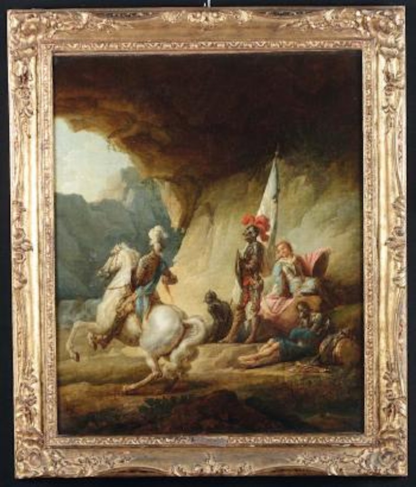 Cavalieri all'interno di una grotta by Christian Wilhelm Ernst Dietrich