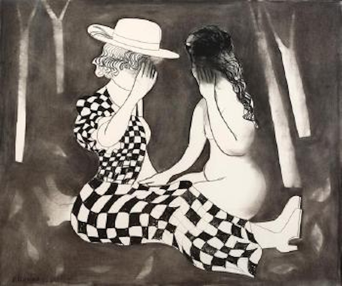 Girls Whispering in The Forest by Charles Blackman