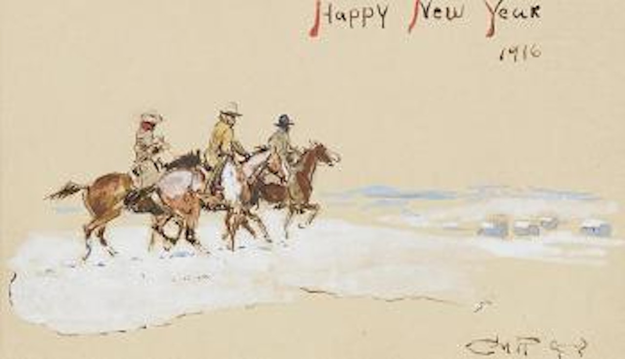 Happy New Year: A Double-Sided Letter by Charles M Russell