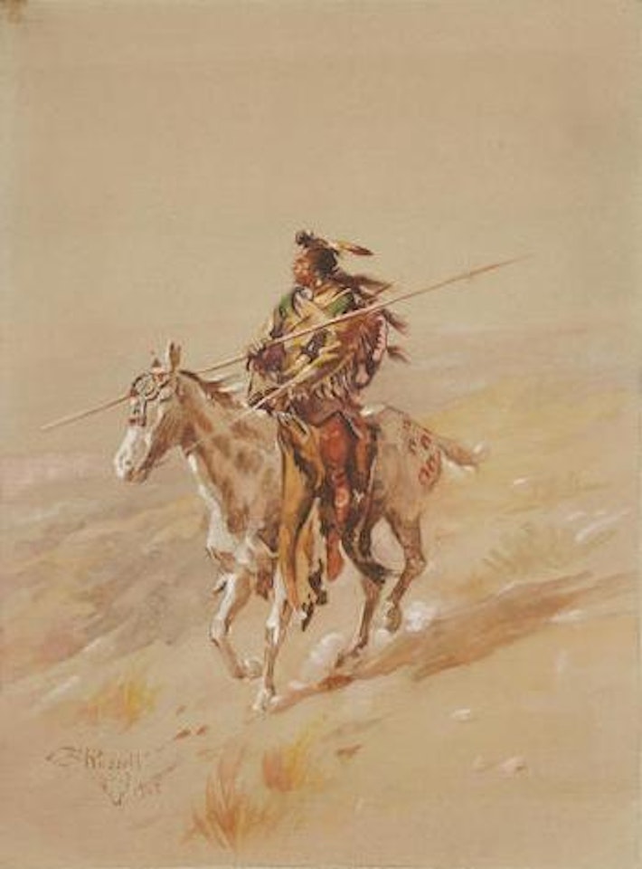 A Crow Chief on Horseback by Charles M Russell