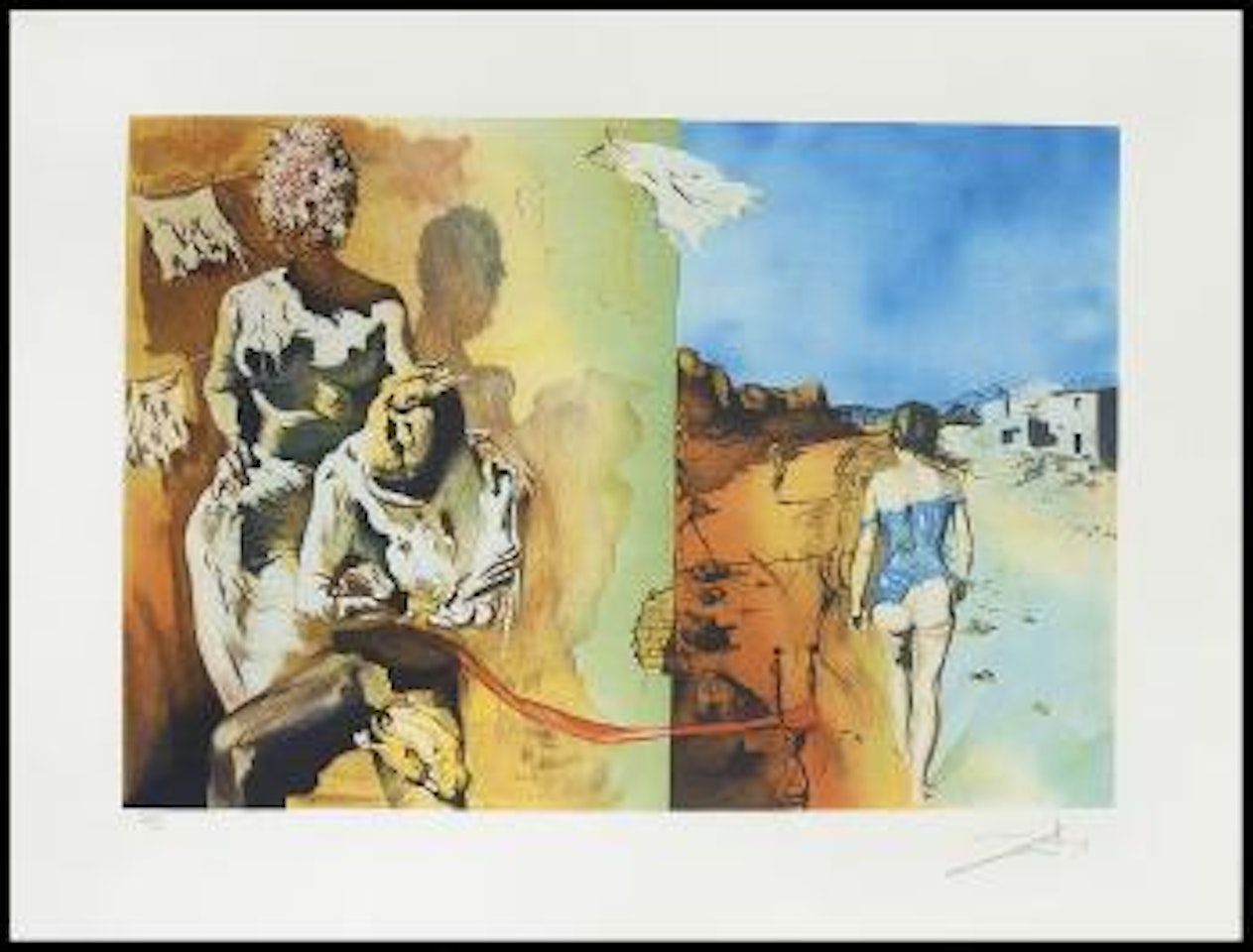 Il sogno posa la mano sulla spalla di un uomo by Salvador Dali