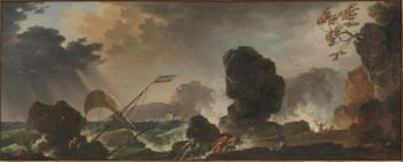 Veduta costiera con scena di naufragio by Claude Joseph Vernet