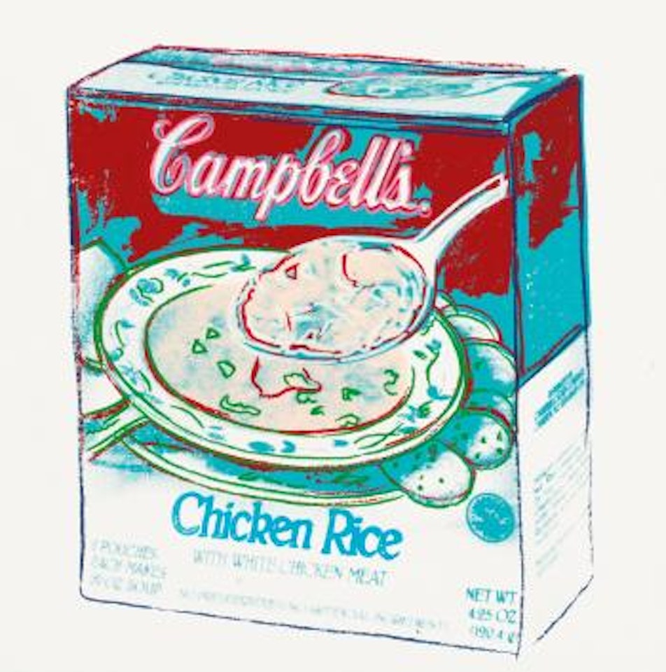 Campbell's soup box: Chicken rice by Andy Warhol