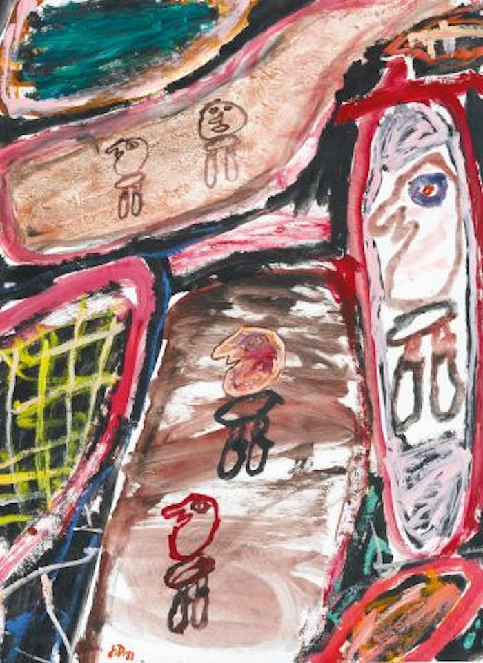 Site avec 5 personnages by Jean Dubuffet
