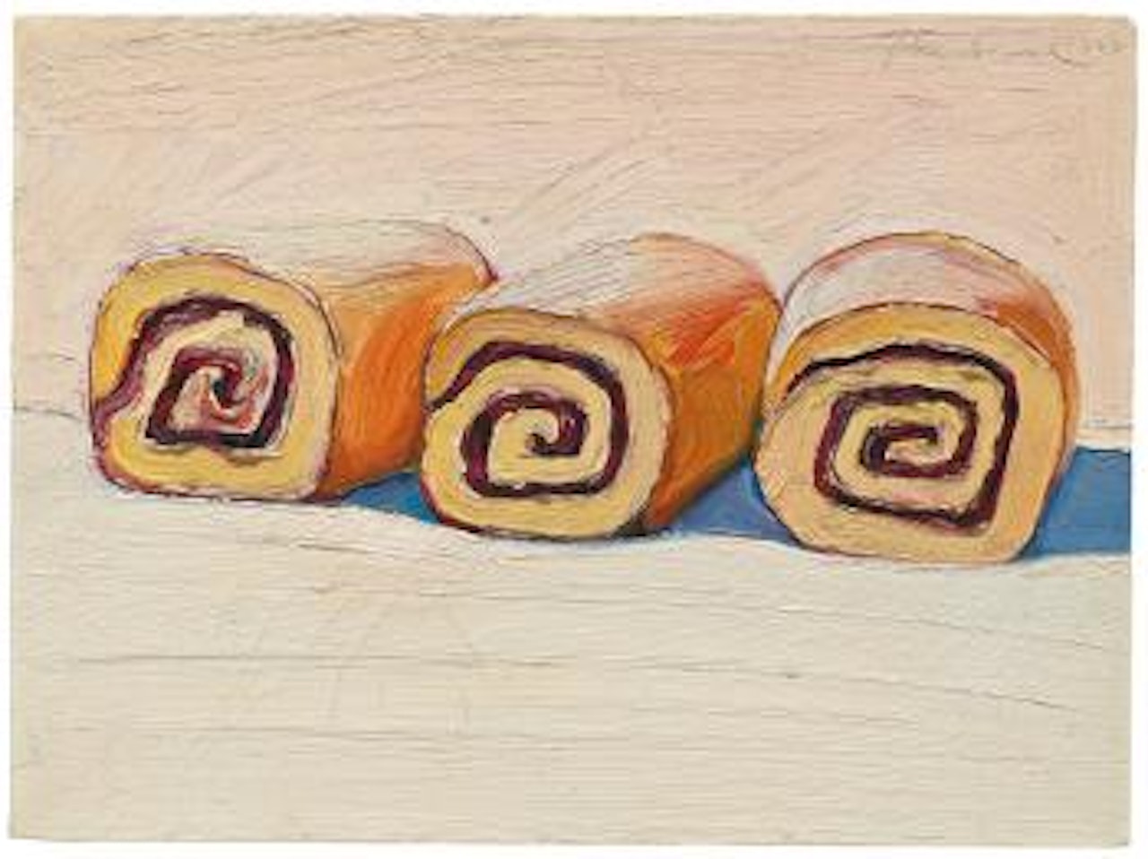 Three jelly rolls by Wayne Thiebaud