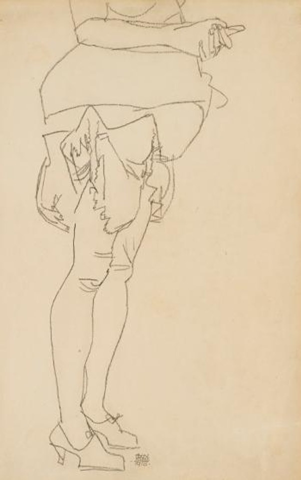 Stehend Frau, Beinstudie (Standing Woman, Leg Study) by Egon Schiele