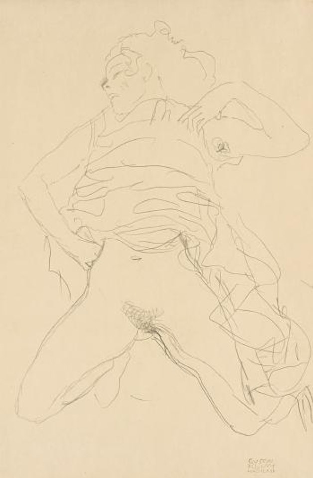 Halbakt Mit Eingebeugten Knien (Semi-nude Woman With Bent Knees) by Gustav Klimt