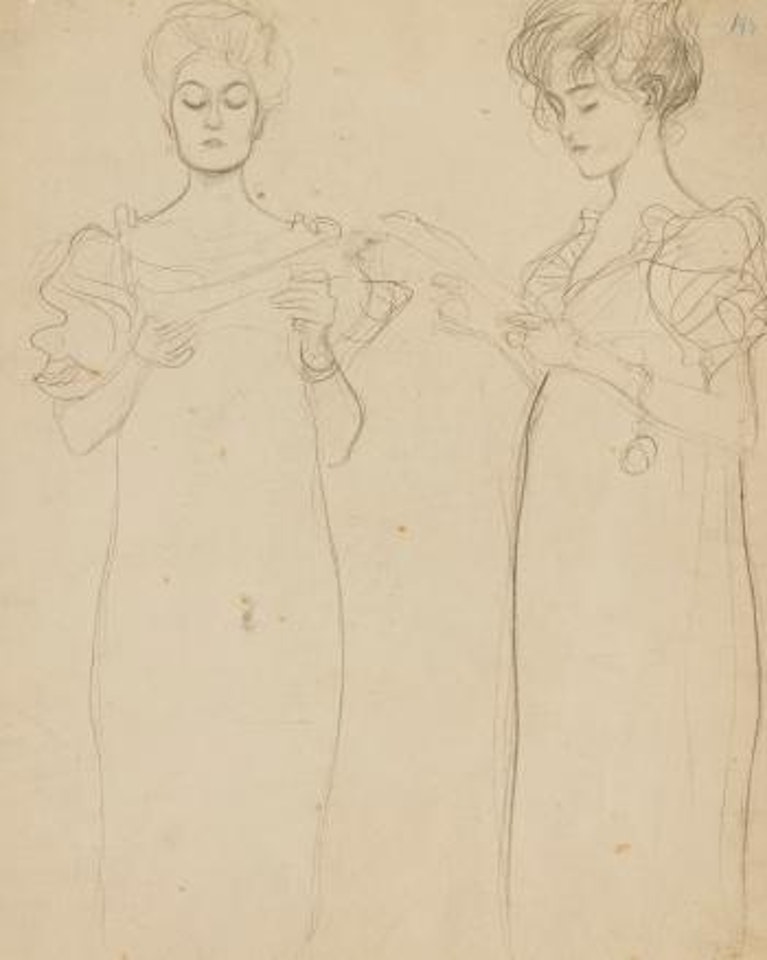 Zwei Studien Nach Singenden Mädchen (Two Studies Of A Singing Girl) by Gustav Klimt