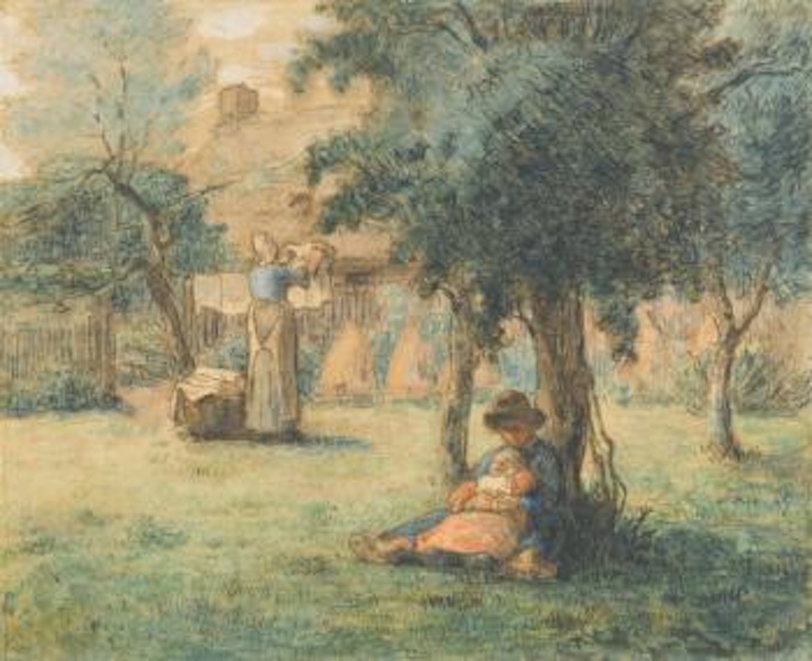 Femme Étendant Son Linge by Jean-François Millet