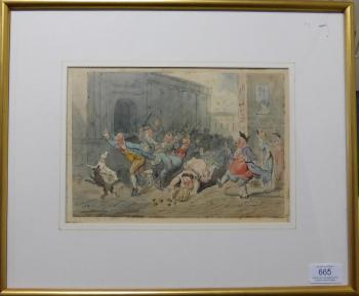 A Duck Hunt in Bartholomew Lane by Thomas Rowlandson
