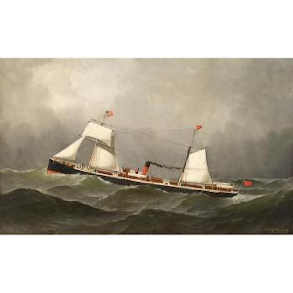 Cunarder on stormy seas by Antonio Jacobsen