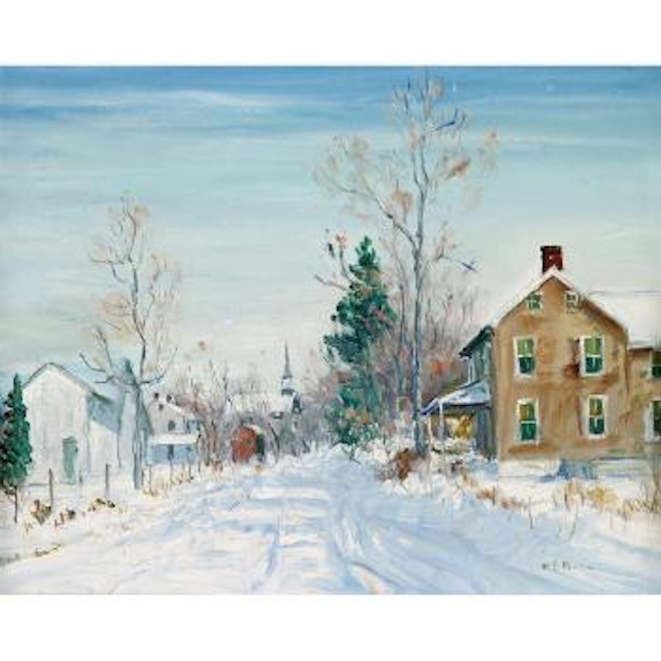 Snow covered road by Walter Emerson Baum