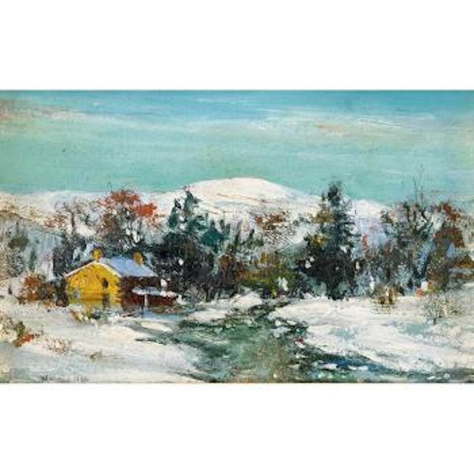 Yellow house in a winter landscape by Walter Emerson Baum