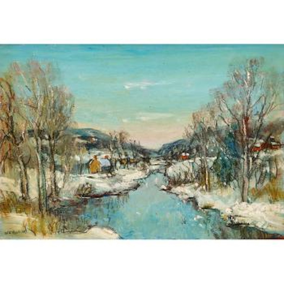 River in a winter landscape by Walter Emerson Baum