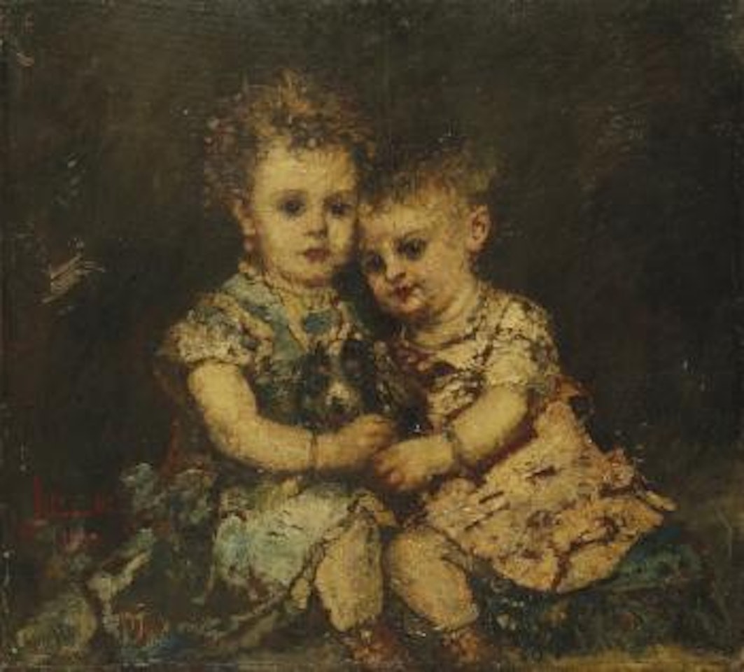 Les deux enfants Marie Thérèse et Jeanne Gensoul by Adolphe Monticelli