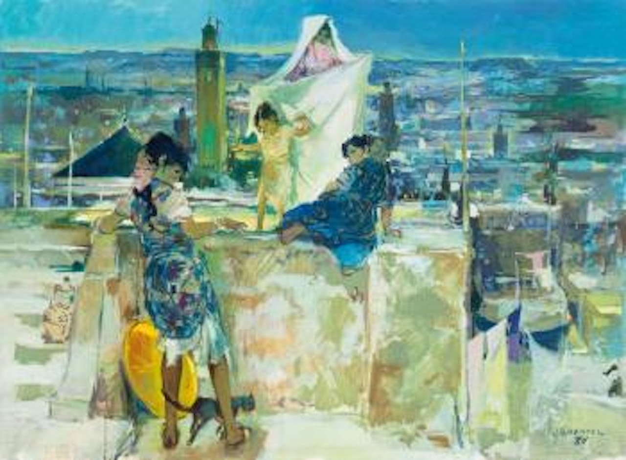 Femmes sur les terrasses de Fès by Jean Gaston Mantel