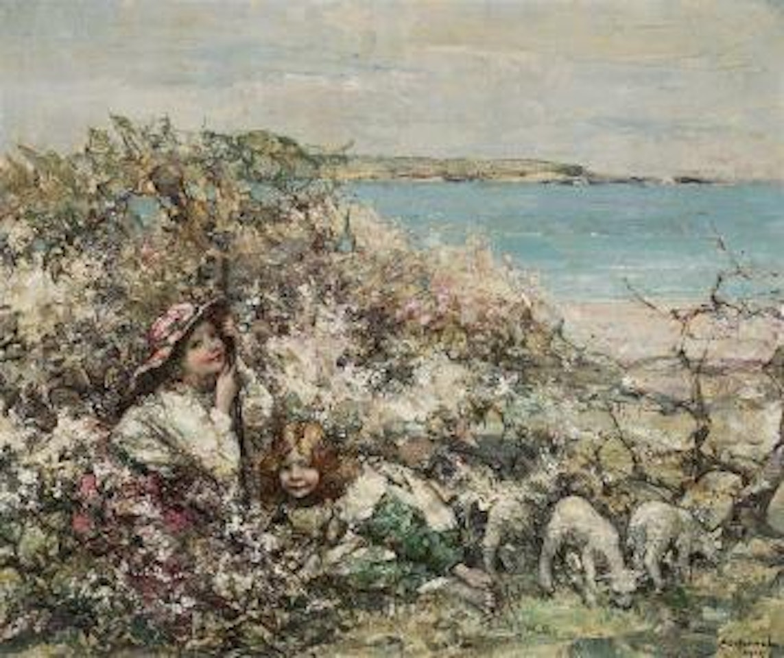 Children and Lambs, Brighouse Bay by Edward Atkinson Hornel