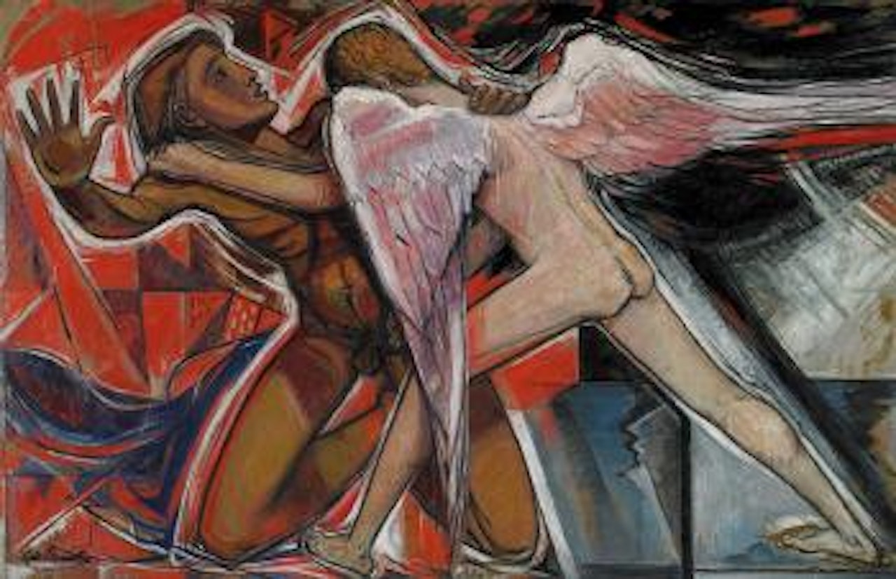 Jacob wrestling the angel by Roy de Maistre