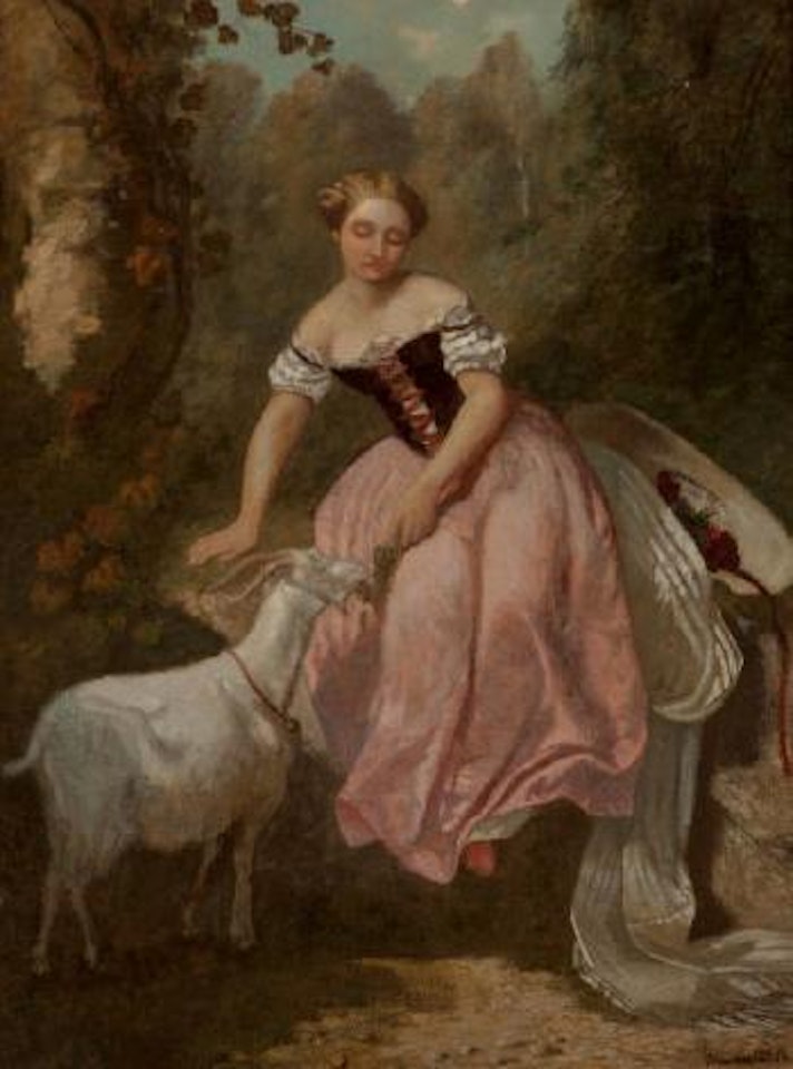 La fillette à la chèvre by Adolphe Monticelli