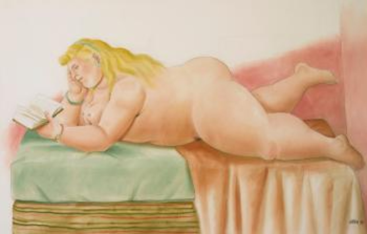 A girl reading by Fernando Botero
