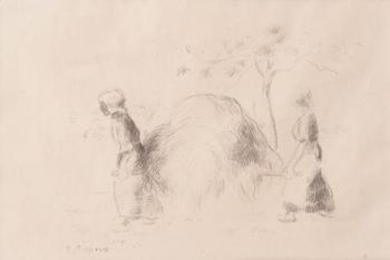Deux femmes portant une meule de foin by Camille Pissarro