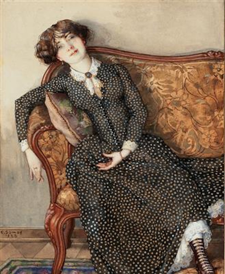 Jeune femme rêvant by Konstantin Somov