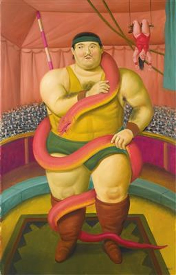Man with snake by Fernando Botero