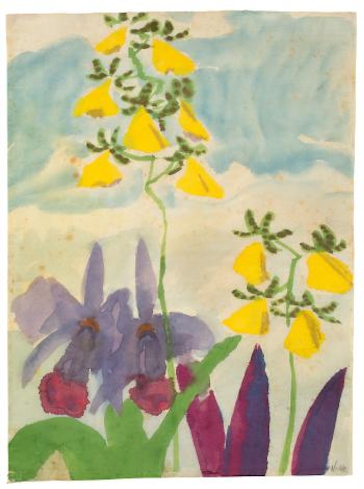 Gelbe und violette Orchideen by Emil Nolde