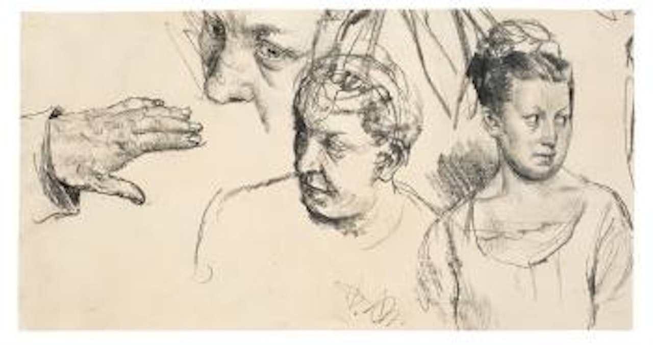 Studie mit Frauenköpfen by Adolph Menzel