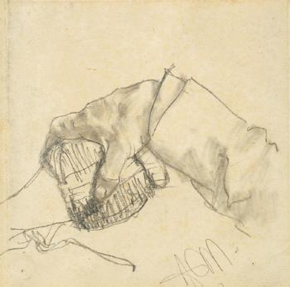 Rechte Hand mit Korbflasche by Adolph Menzel