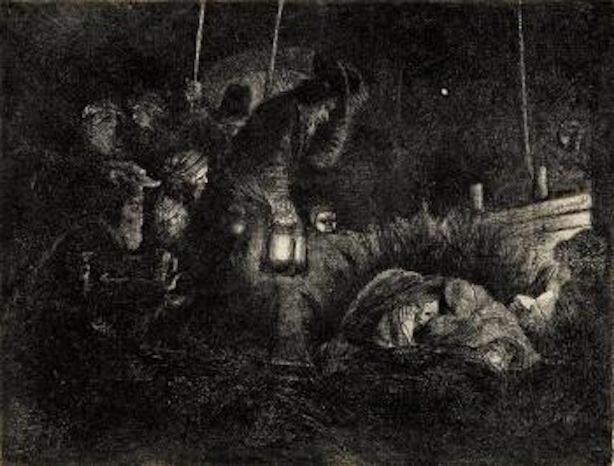 The Adoration of the Shepherds: A night piece by Attributed to Rembrandt Harmensz van Rijn