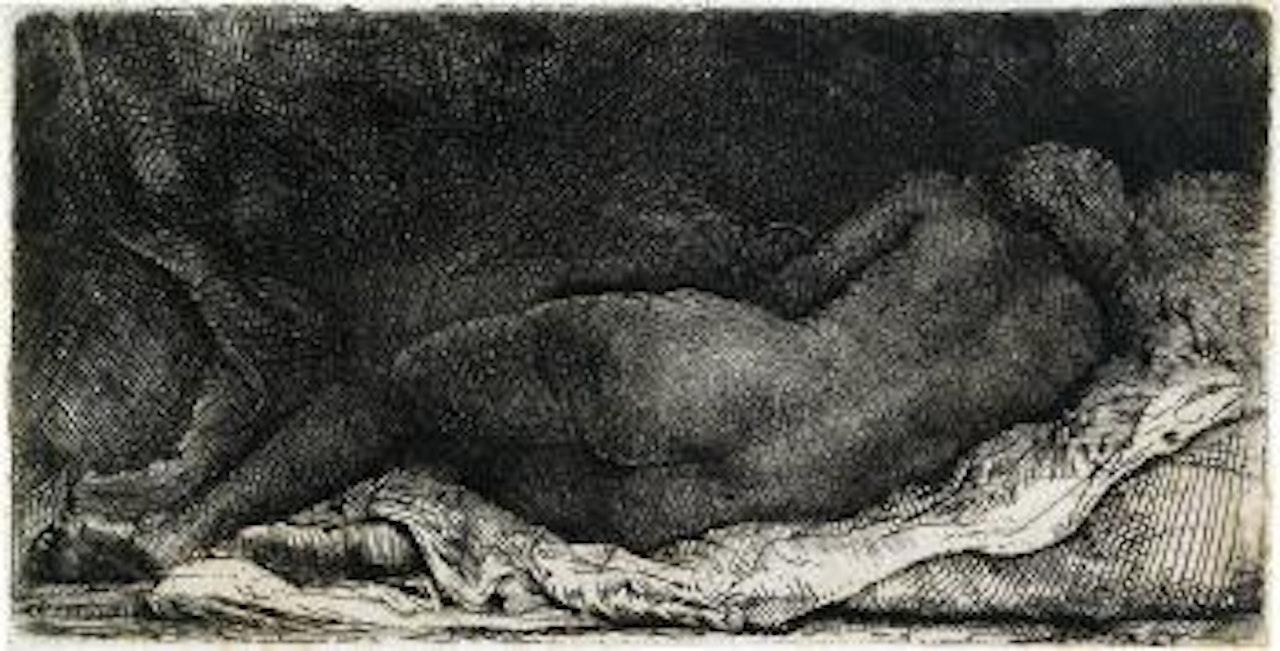 Negress lying down by Attributed to Rembrandt Harmensz van Rijn