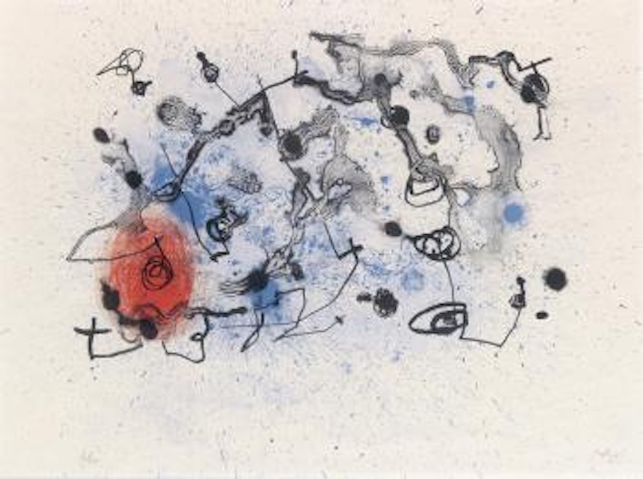 Série II, Rouge Et Lavis Bleu by Joan Miró
