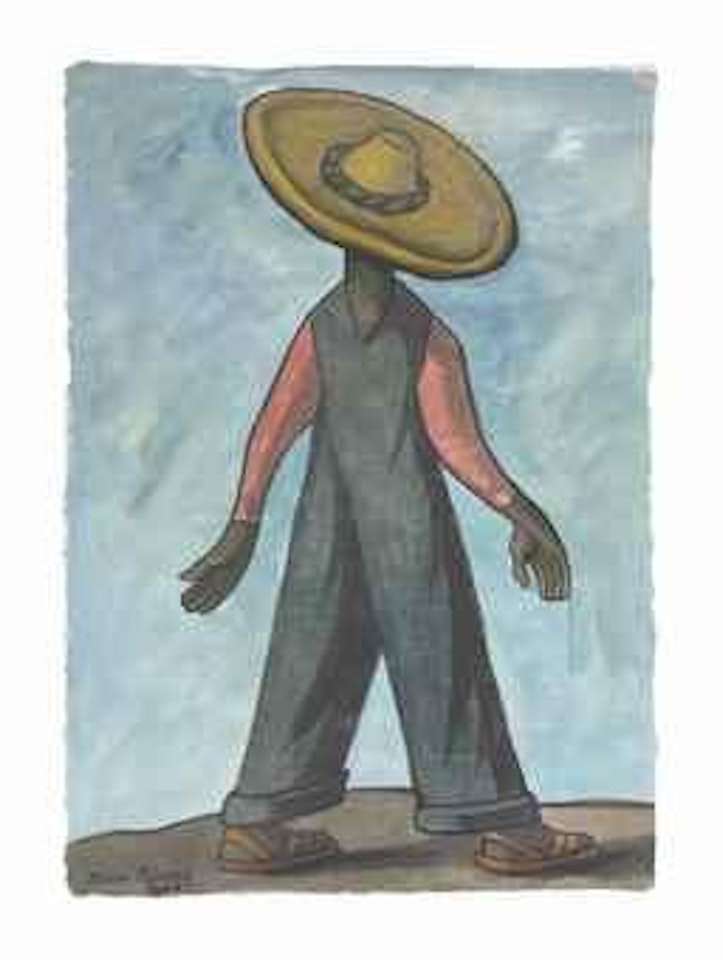Hombre de espaldas con mangas rojas by Diego Rivera